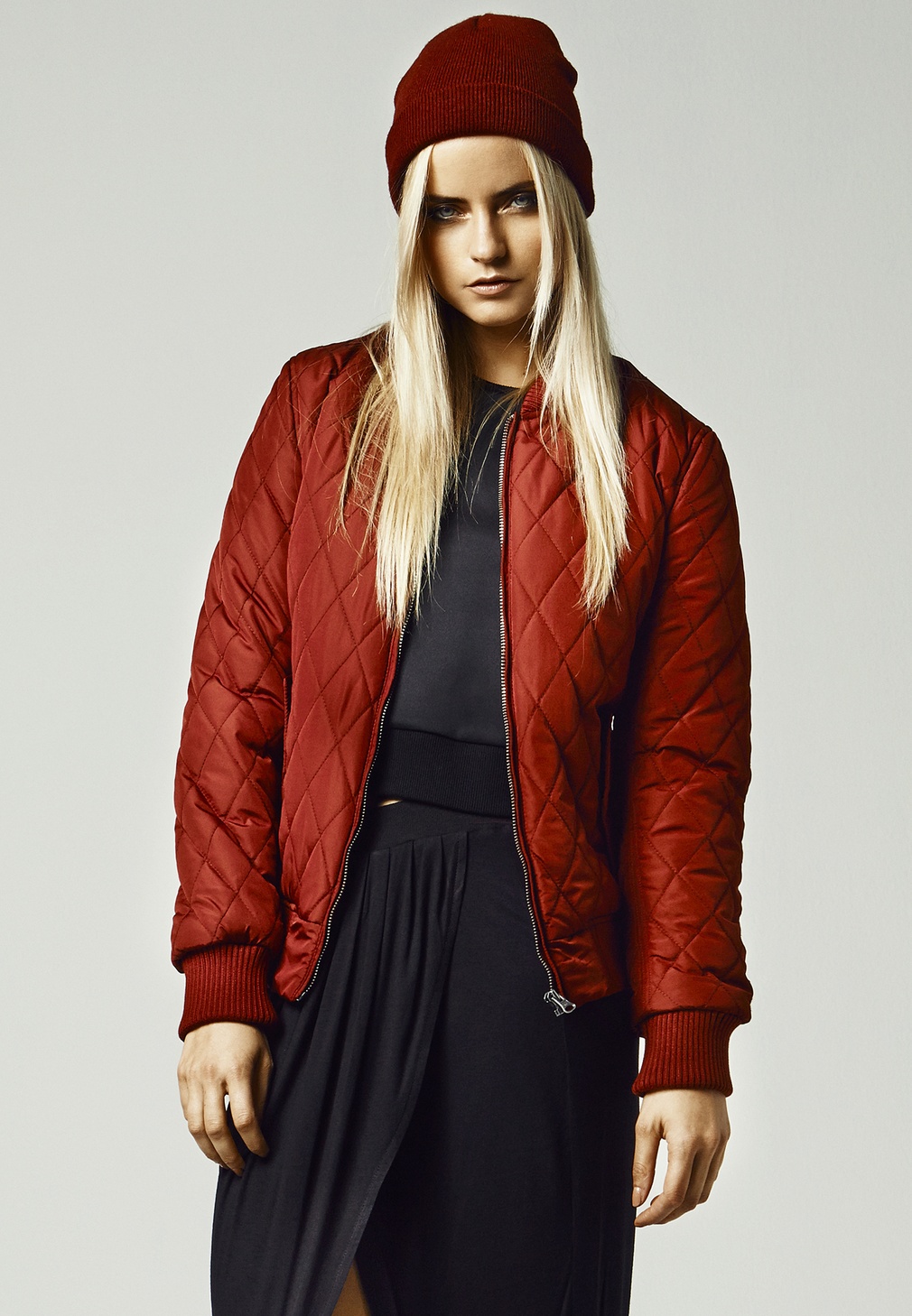 Urban Classics Damen Leichte Jacke Ladies Diamond Quilt Nylon Jacke Burgundy - Damen