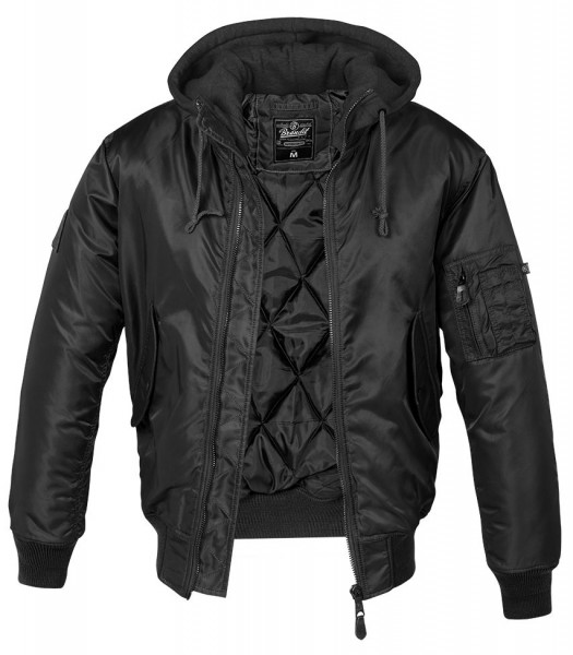 Brandit Jacke MA1 Sweat Hooded Jacket in Black
