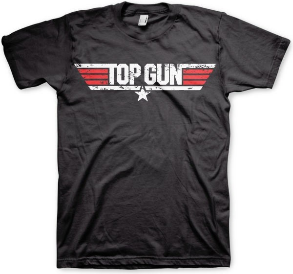 Top Gun Distressed Logo T-Shirt Black