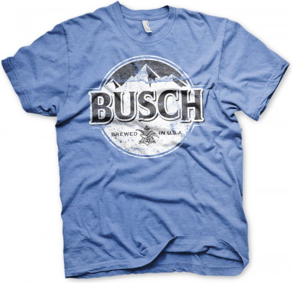 Busch Beer BW Washed Logo T-Shirt Blue-Heather