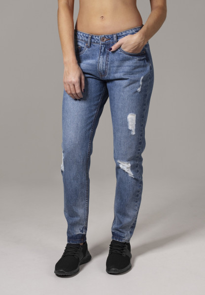 Urban Classics Women Trousers Ladies Boyfriend Denim Pants Black Washed