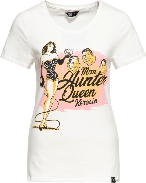 Queen Kerosin Damen Man Hunter Classic T-Shirt Weiß