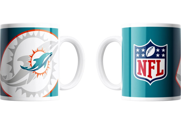 Miami Dolphins Classic Mug Shadow Logo & Shield American Football NFL Blau-330 ml