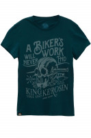 King Kerosin T-Shirt Bikers Work Watercolour Blue