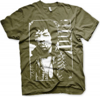 Jimi Hendrix Distressed T-Shirt Olive Jimi Hendrix Distressed T-Shirt Olive