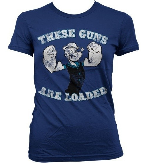 Popeye These Guns Are Loaded Girly T-Shirt Damen Navy