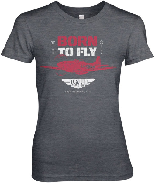 Top Gun Born To Fly Girly Tee Damen T-Shirt Dark-Heather