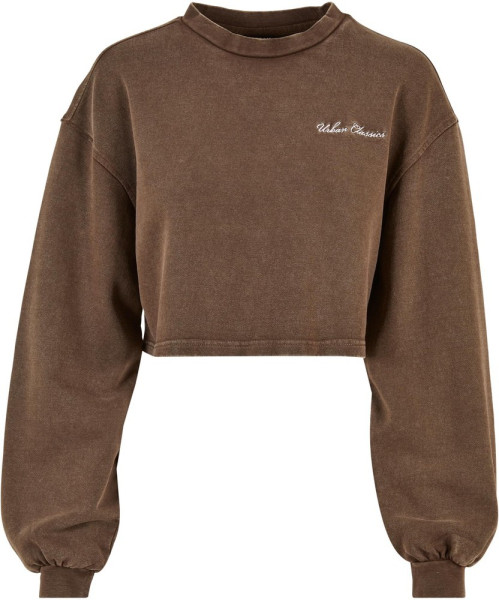 Urban Classics Damen Ladies Cropped Small Embroidery Terry Crewneck