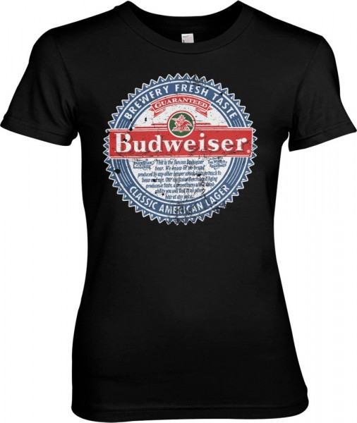 Budweiser American Lager Girly Tee Damen T-Shirt Black