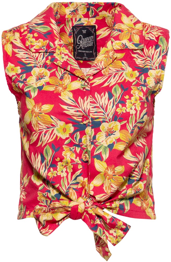 Queen Kerosin Ärmellose Bluse zum Binden QKU25002 Mehrfarbig - Damen