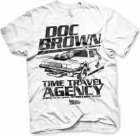 Back to the Future Doc Brown Time Travel Agency T-Shirt White Back to the Future Doc Brown Time Travel Agency T-Shirt White