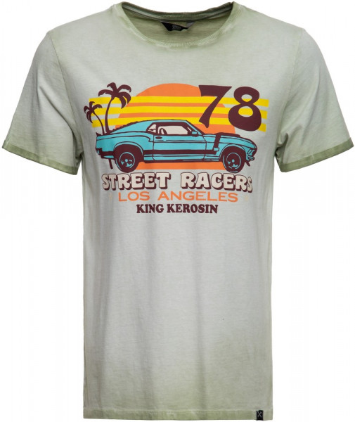 King Kerosin Oil Wash T-Shirt KKU21025 Olivgrün