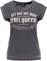 Queen Kerosin Roll-Up Sleeve T-Shirt QKU21020 Anthrazit