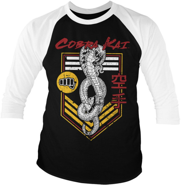 Cobra Kai Punch Patch Baseball 3/4 Sleeve Tee Longsleeve White-Black