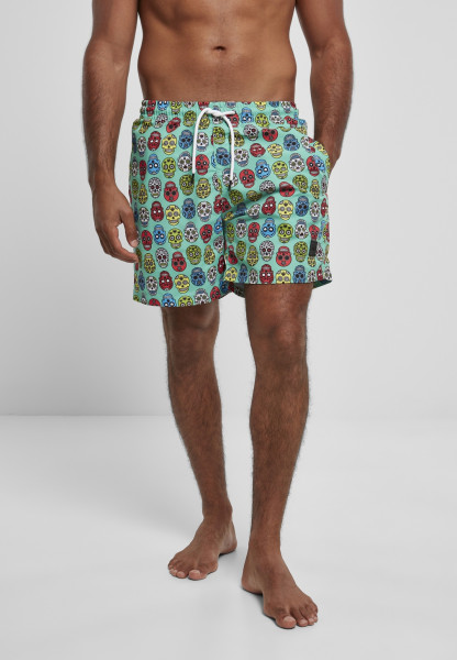 Urban Classics Badehose Pattern Swim Shorts Calavera Aop