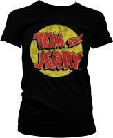Tom & Jerry Washed Logo Girly Tee Damen T-Shirt Black Tom & Jerry Washed Logo Girly Tee Damen T-Shirt Black