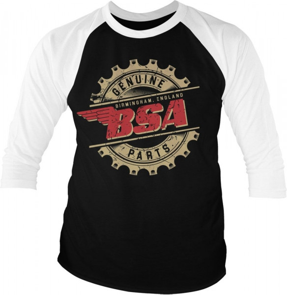 BSA Genuine Parts Baseball 3/4 Sleeve Tee T-Shirt Black