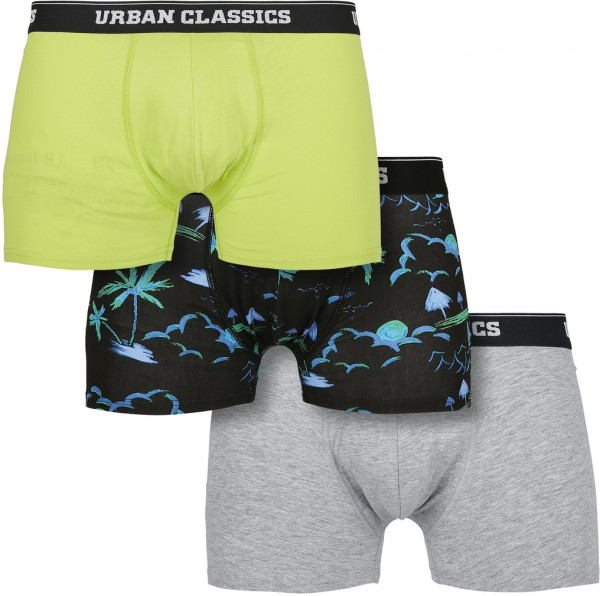 Urban Classics Boxershort Boxer Shorts 3-Pack Island Aop/Lime/Grey
