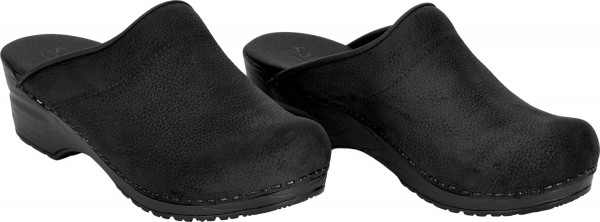 Sanita Damen Offener Clog Original-Sonja Textured Oil Op Black