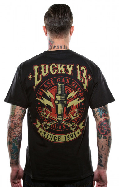 Lucky 13 T-Shirt Amped Black