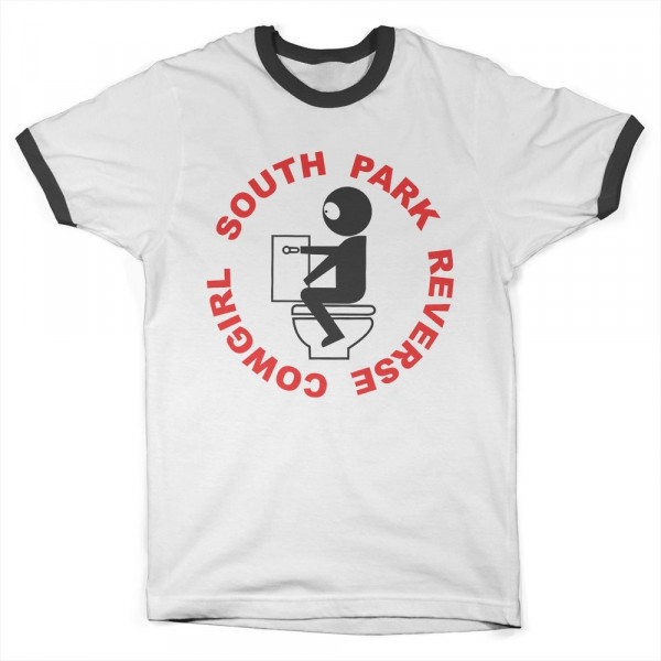 South Park Reverse Cowgirl Ringer Tee T-Shirt White-Black