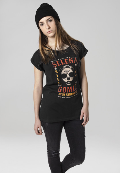 Merchcode Female Shirt Ladies Selena Gomez Kill Em Skull Tee Black