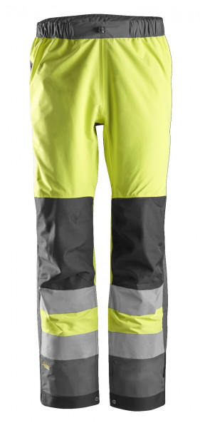 Snickers AllroundWork Hi-Vis wasserdichte Shell Arbeitshose, Kl. 2, EN 20471, 343 HV-Gelb-Stahlgrau