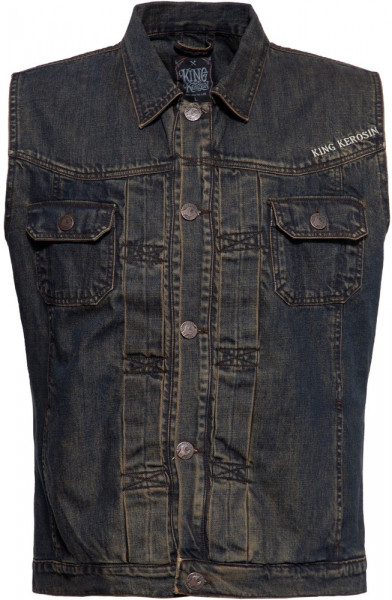 King Kerosin Denim Weste Stickerei KK4211410366 Dunkelblau