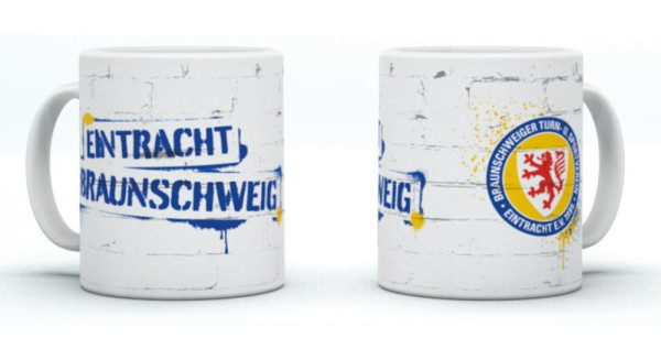 Eintracht Braunschweig Tasse Graffiti Fussball Gelb