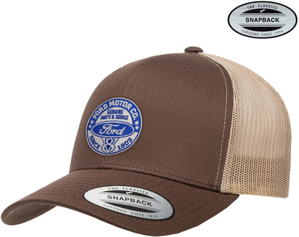 Ford Motor Co Premium Trucker Cap Brown-Khaki