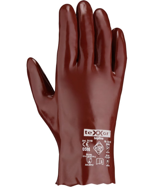 teXXor Topline Chemikalienschutz-Handschuhe Pvc Rotbraun (12 Paar) 2110