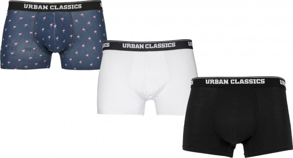 Urban Classics Boxershort Boxer Shorts 3-Pack Flamingo Aop+White+Black