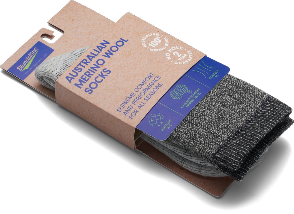 Blundstone Socken Grau and Schwarz Mid-Weight Merino Wool Socks - Herren / Unisex