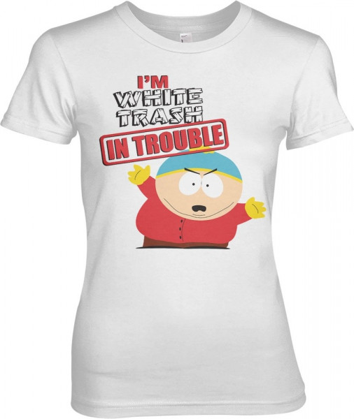 South Park I'm White Trash In Trouble Girly Tee Damen T-Shirt White