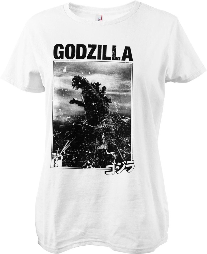 Godzilla Vintage Girly Tee Damen T-Shirt Weiß - Damen