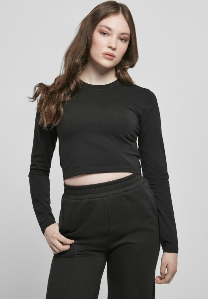 Urban Classics Damen Longsleeve Ladies Organic Cropped Longsleeve Black