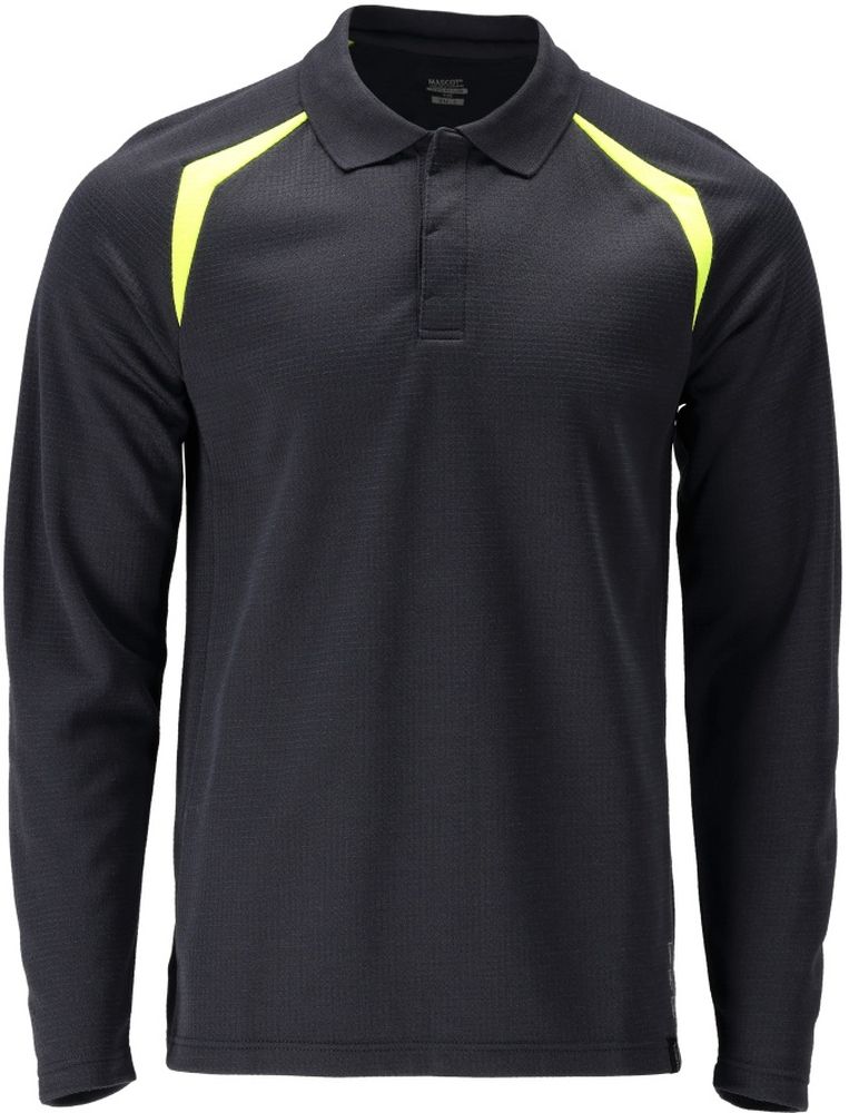 Mascot Polo-Shirt, Langarm Accelerate Multisafe 21583-327 Schwarzblau/Hi-vis Gelb-L - Herren / Unisex