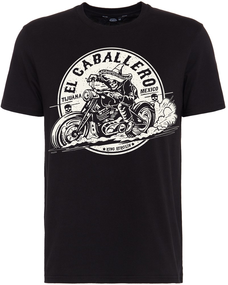 King Kerosin T-Shirt mit Front Print KK220107 Schwarz - Herren / Unisex