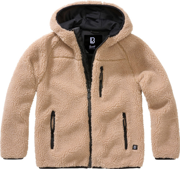 Brandit Kinder Jacke Kids Teddyfleecejacket, Hood Camel