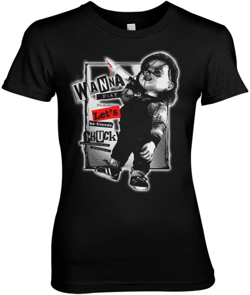 Chucky Let's Be Friends Girly Tee Damen T-Shirt Black