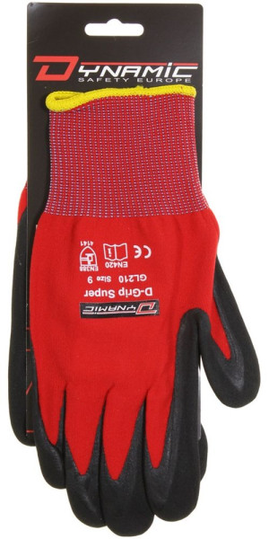 Edge - Dynamic Safety Arbeitshandschuhe Schutzhandschuh aus Nylon/Spandex mit Nitrilschaumbeschichtung, für allgemeines Handling - Blisterverpackung (GL210.BL) D-Grip Super Blister
