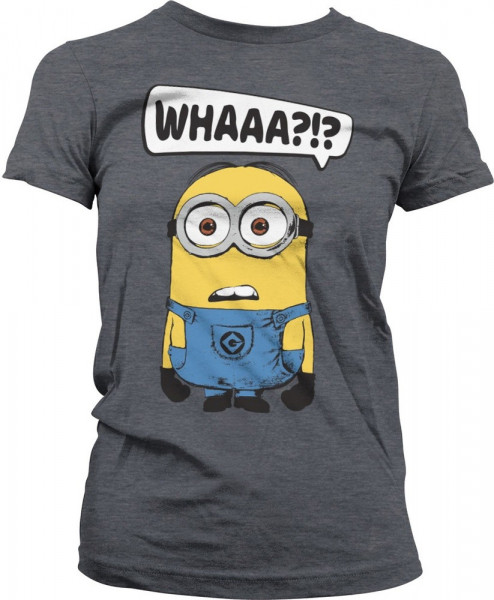 Minions Whaaa?!? Girly Tee Damen T-Shirt Dark-Heather