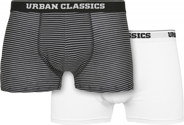 Urban Classics Organic Boxer Shorts 2-Pack Mini Stripe AOP/White