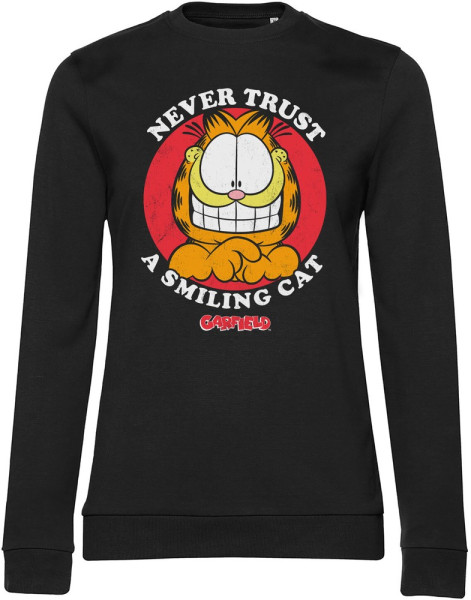 Garfield Never Trust A Smiling Cat Girly Sweatshirt Damen Black