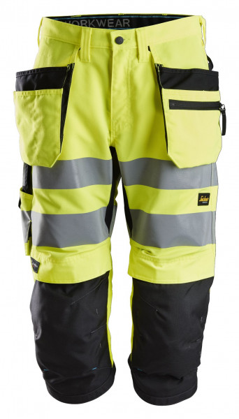 Snickers LiteWork Hi-Vis Piratenhose m. Holstertaschen, Kl. 2, EN 14404, 20471 HV-Gelb-Schwarz