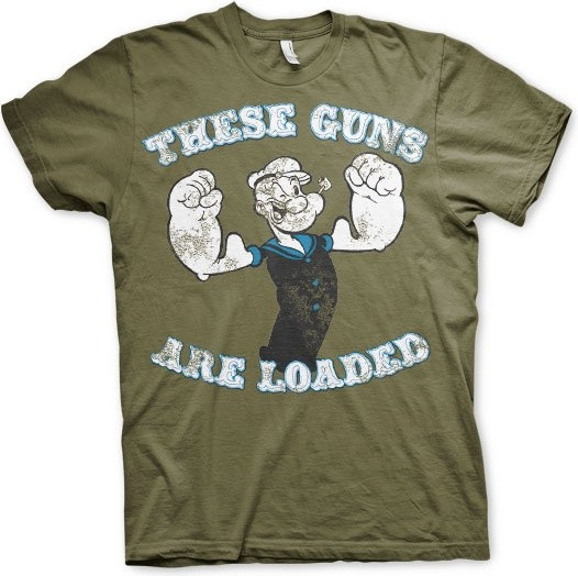 Popeye These Guns Are Loaded T-Shirt Olive