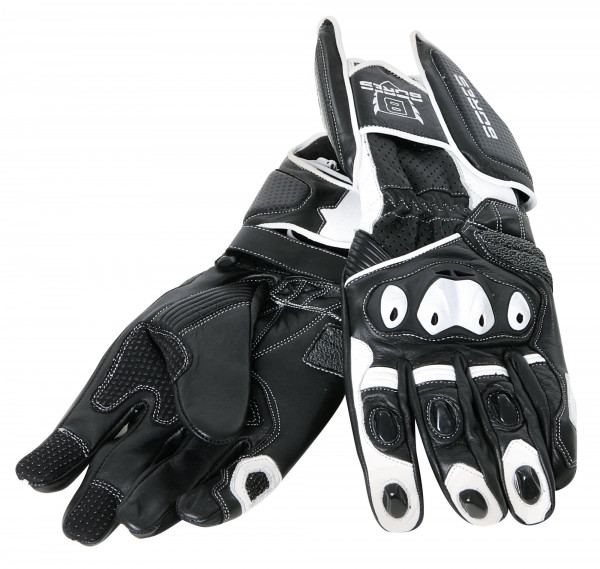 Bores Motorradhandschuhe Race Leder Handschuhe Black/White
