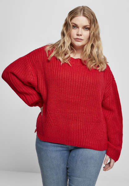 Urban Classics Women Sweatshirt Ladies Wide Oversize Sweater Fire Red
