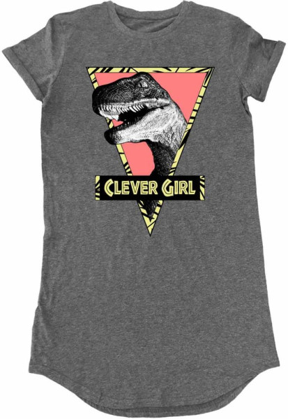 Jurassic Park - Clever Girl (T-Shirt Dress) Damen Kleid Dark Heather Grey