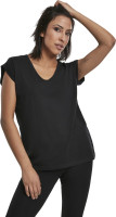 Urban Classics Female Shirt Ladies Round V-Neck Extended Shoulder Tee Black